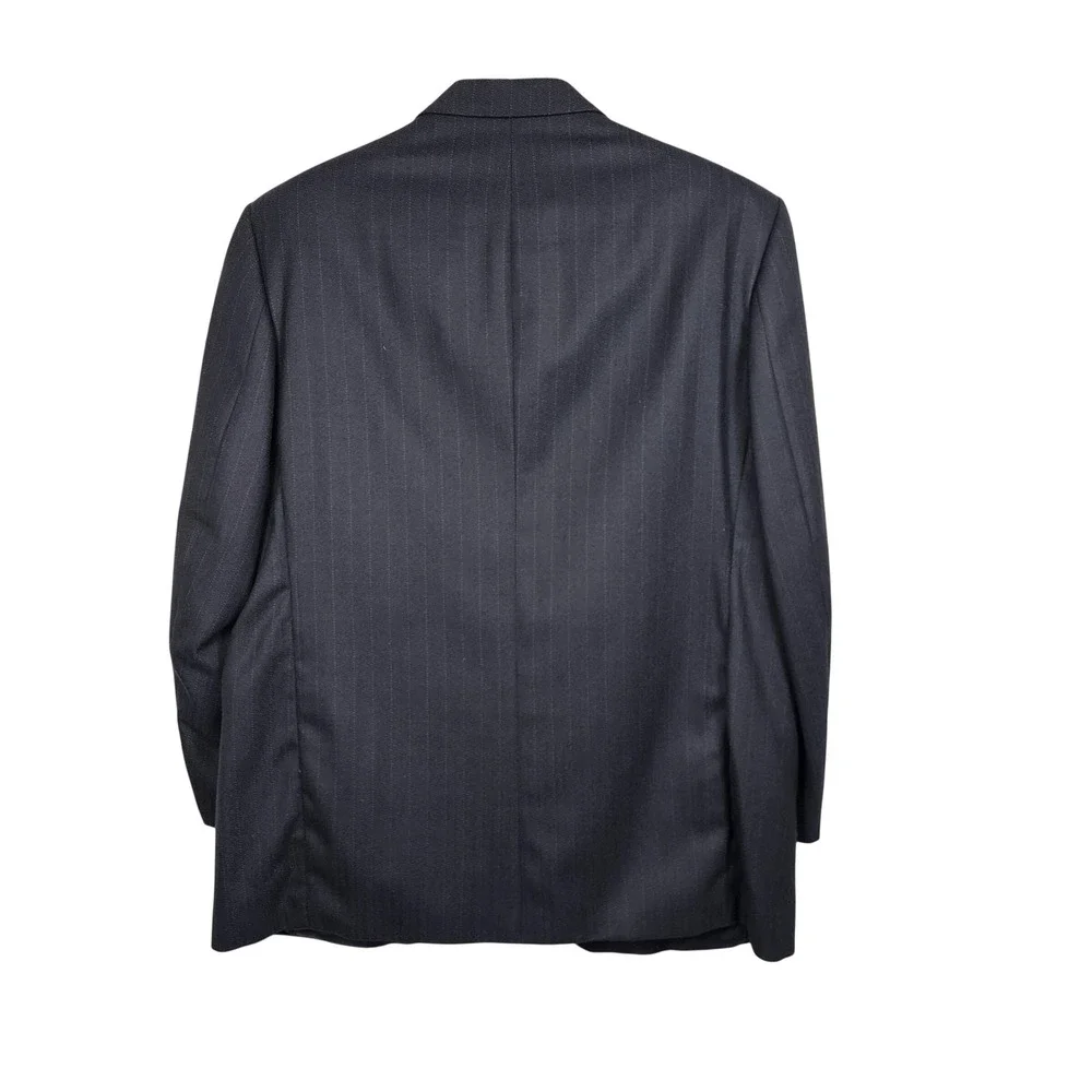 Yves Saint Laurent YSL Wool Pinstripe Blazer Navy Blue Jacket Business‎ Work VTG
